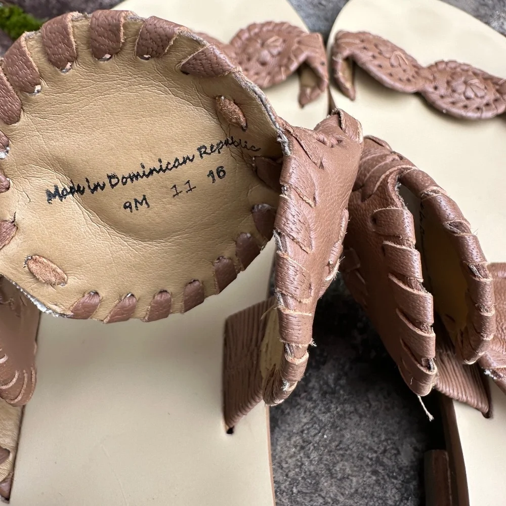 Jack Rogers Brown Leather Medallion 2 Strap Sandals, Size: 9 - Picture 7 of 7